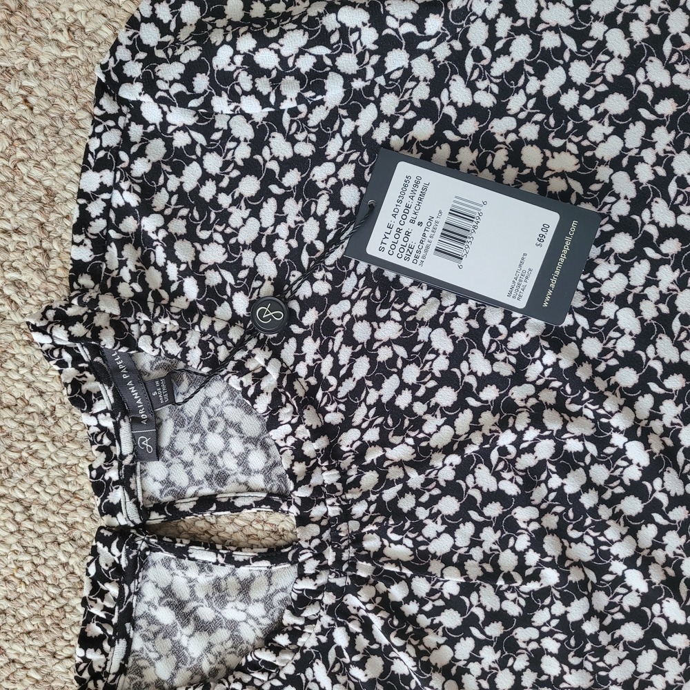 NWT Adrianna Papell 3/4 Bubble Sleeve Top Size S - Picture 7 of 13